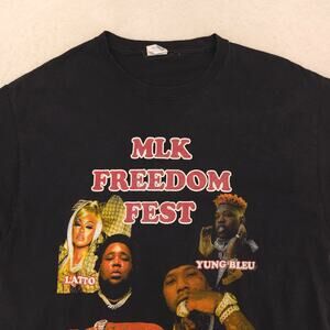 MLK Freedom Fest Rap Short Sleeve Crew Neck Shirt Mens Size L Black